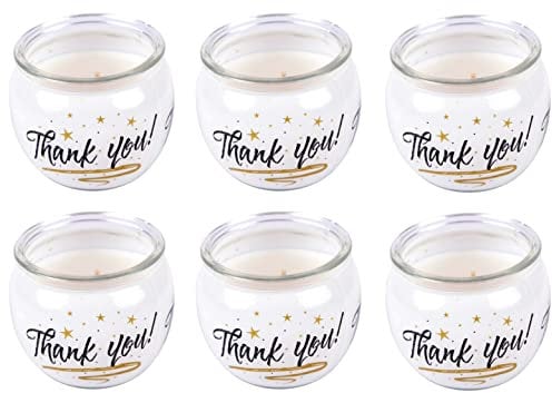 HS Candle Duftkerzen Sprüche (Thank You) 6er Pack im Glas, Lange Brenndauer und angenehmer Duft