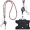 Kristall Lanyard transparent/BUNT mit Ausweis Jojo + ID Kartenhalter schwarz Halskette Schlüsselband mit glitzernden Strasssteinchen Umhängeband