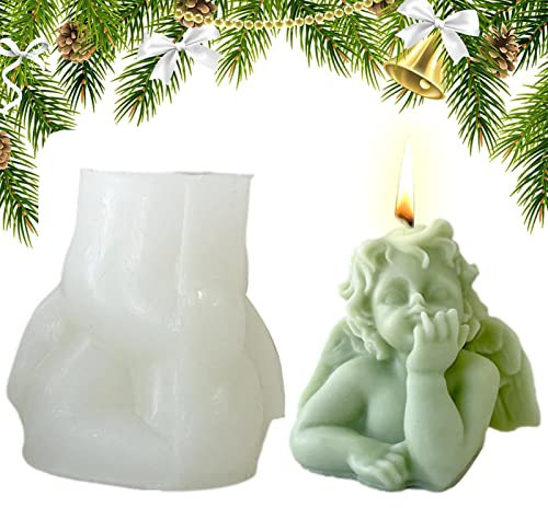 Rianpesn Molde para Velas Angelito,Moldes de Silicona para Hacer Cera | Molde de Vela de ángel 3D, Molde para Hacer Velas, Molde de Cera perfumada, Molde de aromaterapia, Molde para Hacer Pasteles