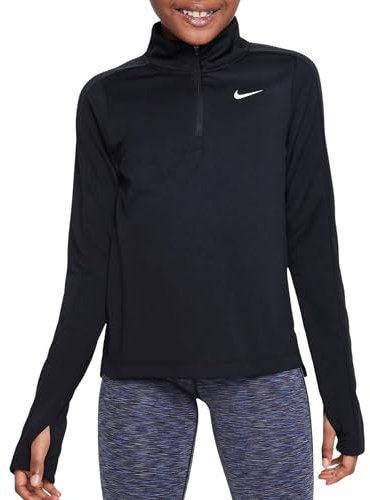NIKE FD2853-010 G NK DF LS HZ Sweatshirt Girl's BLACK/WHITE Size S