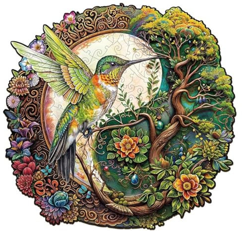 Jigfoxy Holzpuzzle Erwachsene, Yin Yang Kolibri Puzzle Erwachsen, Wooden Puzzle Holz Puzzle Erwachsen Und Kinder, Einzigartiges Lernspielzeug in Tierform für Freunde der Familie L-34 * 33cm-300pcs