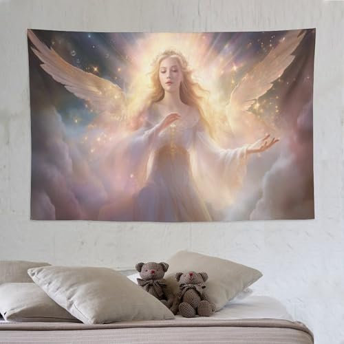 PAZZK Engel Tapisserie, Wandteppich Wandtuch Aus Polyester, Wanddekoration Für Schlafzimmer Wohnzimmer, 150×230cm
