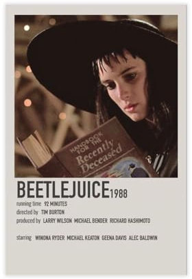 KJUFE Beetlejuice Minimalistisches Filmposter, Leinwand, Poster, Schlafzimmer, Dekoration, Landschaft, Büro, Raumdekoration, Geschenk, 50 x 75 cm