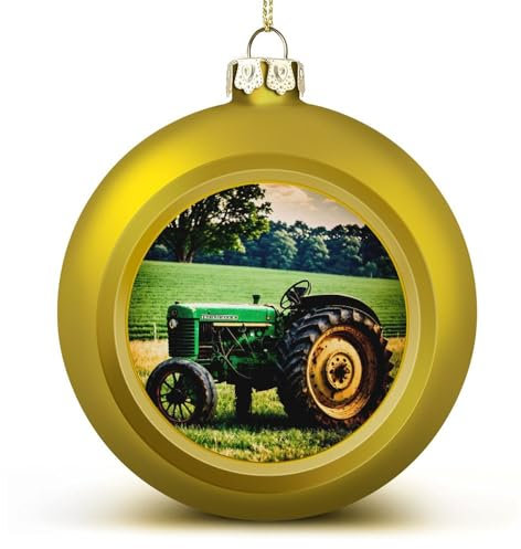 2 x Weihnachtskugel-Ornamente, alter Traktor-Druck, Weihnachtsbaumschmuck, hängende Kugel für Feiertage, Party-Dekoration