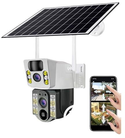 Vigilancia con cámara, Cámara Solar inalámbrica 4K de 8MP, Sim 4G, lente Dual for exteriores, , IP, visión nocturna PIR, Monitor de protección de seguridad CCTV ,Interiores y exteriores(4G Camera)