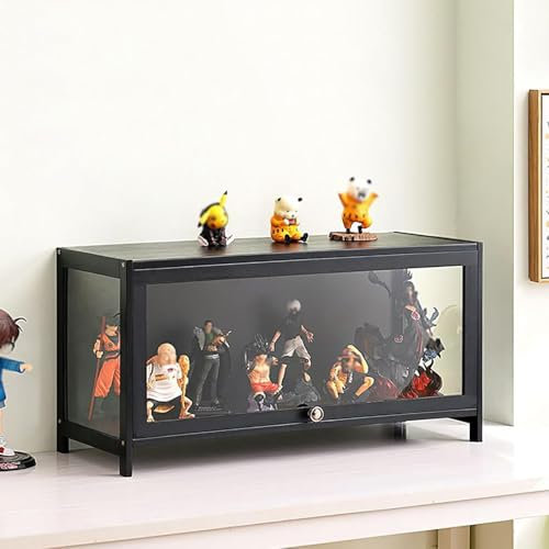Koubhyj Vitrine en Verre, Vitrine pour Collection Vitrine Meuble de Rangement Vitrine Murale étagère et étagère D'exposition pour La Maison(80x33x40cm-1Couche/Noir-Transparent sur Trois Côtés)