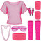 MIVORA 90er 80er Jahre Outfit Damen, 90er Jahre Kostüm Accessoires, Netzoberteil, Stirnband, Beinwärmer, Halskette, Brille und Ohrring, 80iger Schlagerparty für Karneval Neon Party (Rosa)