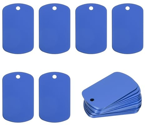 PATIKIL Metall Stanzrohlinge Tags 50x29mm Gravur Rohlinge, 30 Stück Aluminiumgravur Rohlinge Hundemarke Rechteckige Lasergravur mit Loch Schlüsselanhänger für Haustier DIY Deko, Blau