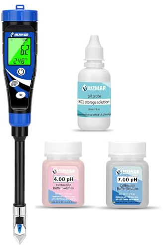 UIUZMAR Boden pH Messgerät, Digitales Wasser pH Tester für Pflanzen | Elektronisches pH Wert Messgerät Mit Kalibrierlösung für Pool, Zimmerbepflanzung, Gartentöpfe, Fleisch, Wein, Joghurt, Soßen