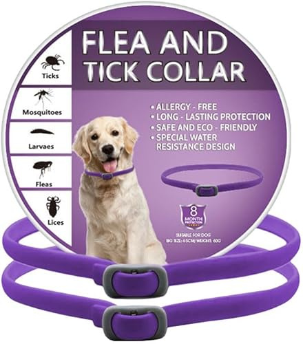 2 Pack Collar Dog, Collars for Dogs, Safe Waterproof Adjustable Dog Collar, Containing Natural Essential Oils, Suitable for Dogs over 7 Weeks