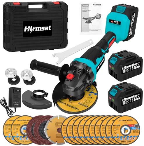 Hlrmsat 21V Cordless Angle Grinder 5‑Inch,10000RPM Brushless Power Grinder