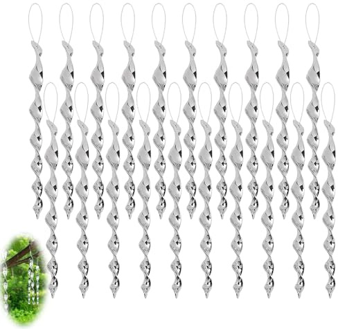 Foreverup 24 Stück Reflektierende Vogelschreck, 30cm Reflektierende Windspirale Vogelabwehr, Windspirale Vogelschreck, Taubenabwehr Reflektierende Windspiel Für Garten Terrasse Balkon Und Hof