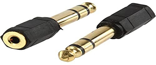 Adaptateur male stéréo 6.35mm vers jack femelle 3.5mm stéréo doré