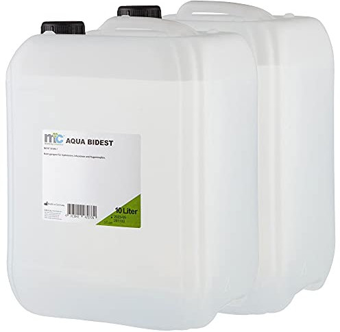 Aqua Bidest - 2x 10 Liter Kanister, Reinst-Wasser, Laborwasser 20 L, bidestiliertes Wasser, 2-fach destilliertes Wasser