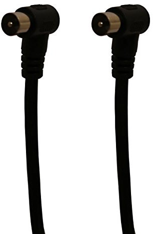 electrosmart 1.5m Black Male Coax Plug to Male Coax Plug TV Aerial Cable with 90 Degree Right Angled Connector – Length: 1.5m