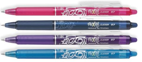 PILOT Tintenroller FRIXION BALL CLICKER 07, 4er Etui | Verschiedene Farben zur Auswahl (4er NEW BONUS, 1)