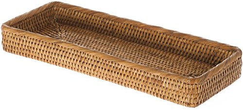 Kouboo La Jolla Elongated Rattan Vanity Tray, Honey-Brown, Rattan & Wicker, 41.27 x 15.24 x 5.08 cm