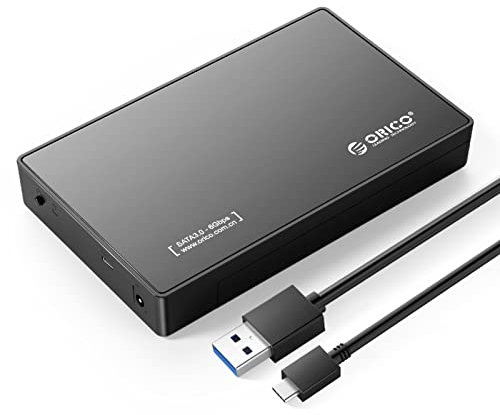 ORICO 3.5 External Hard Drive Enclosure SATA III to USB3.1 Type C for HDD Tool-Free Installation Supports UASP and 20TB Drives - Black