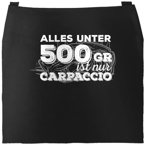 MoonWorks Grill-Schürze für Männer mit Spruch alles unter 500g ist nur Carpaccio Herren Schürze zum Grillen schwarz unisize