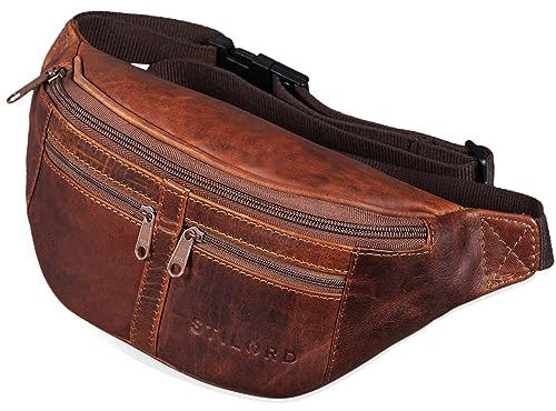 STILORD 'Echo' Vintage Hüfttasche Leder Bauchtasche Gürteltasche für Herren und Damen 7 Zoll Kamera Handy Reise Festival Unisex Echtleder, Farbe:Mocca - Dunkelbraun