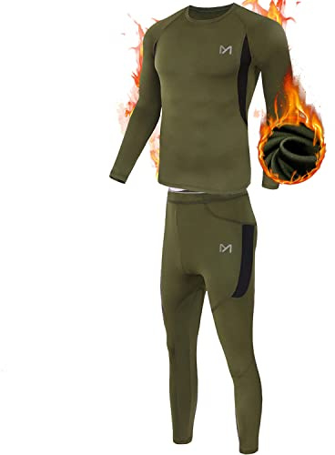 MEETYOO sous-Vêtement Thermique Homme Haut Bas Longues,Vert,M