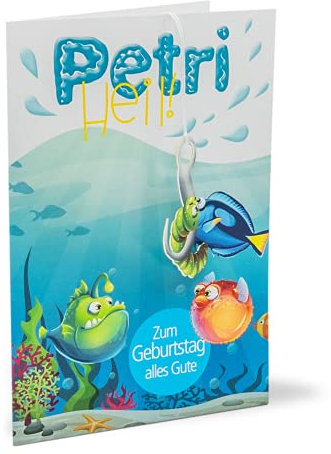 KE - Geburtstagskarte - Geburtstagskarte Angler - Format DIN B6 176 x 125 mm - Klappkarte inkl. Umschlag