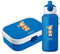 4youDesign Set: Blaue Brotdose & Trinkflasche für Kinder -BÄR mit Krone- personalisiert mit Namen – inkl. Bento Box, Gabel & Pop-Up Flasche, Einschulung (Blau)