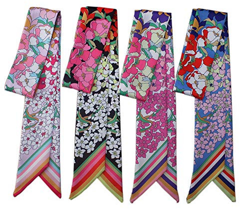 Uainhrt 4 Stück Polychrome Kleine Blume Tasche Handtasche Griff Band Schal Haar Stirnband Halstuch Schal Mode Geschenke