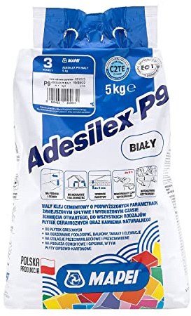 MAPEI ADESILEX P9 Weiß 5kg Flexibler, hochwertiger, standfester, zementärer Dünnbettmörtel mit verlängerter klebeoffener Zeit für keramische Beläge und Natursteine