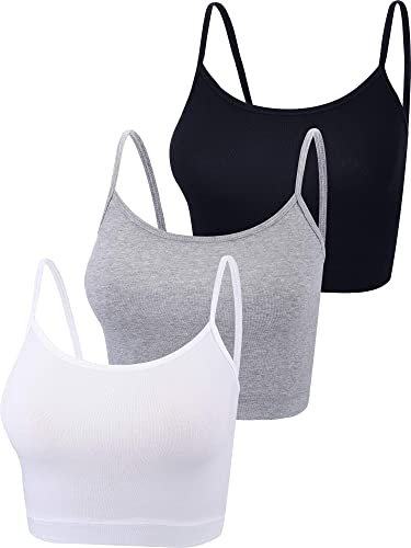 Boao Spaghetti-Träger-Shirt, Tanktop, Bauchfreies Top für Sport, Yoga, Schlafen, 3 Stück - Mehrfarbig - Mittel