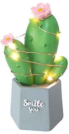 Tubayia Lampada da comodino in resina a forma di cactus tipo 2