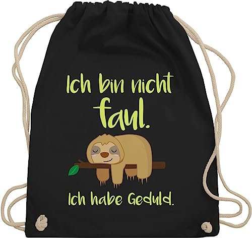 Turnbeutel Rucksack - Sprüche Statement mit Spruch - Ich bin nicht faul farbig - Unisize - Schwarz - kinderrucksack tier sprueche sloth beutel beutel+rucksack+mit+sprüchen sprüchen geduld bag