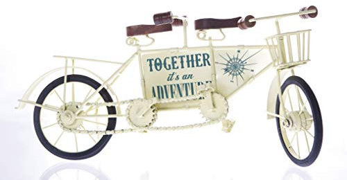 Boxer Gifts Together It's an Adventure Rustikales Tandem-Bike-Ornament Vintage-Fahrrad-Skulptur aus Metall Heimdekoration Geburtstag Weihnachten Radfahrer, cremefarben TF3273 One Size