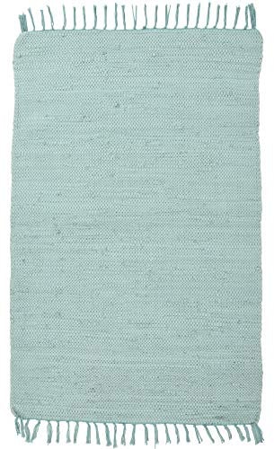 Theko | Dhurry Teppich aus 100% Baumwolle Flachgewebe Teppich Happy Cotton | handgewebt | Farbe: Mint | 160x230 cm