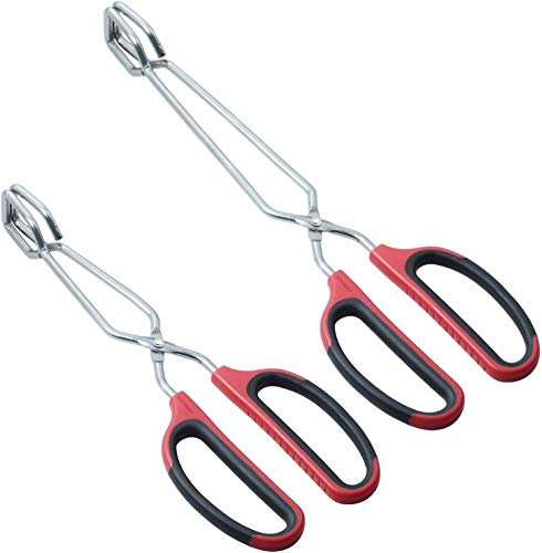 HINMAY Scissor Tongs 10-Inch and 12-Inch Set Stainless Steel Scissor Kitchen Tongs, Set of 2