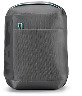 NAVA DESIGN - Zaino Small Organizzato con Uno Scomparto, Tasca Frontale, Chiusura a Zip e Porta Computer, Colore Grigio Asfalto/Menta - Dimensioni 38 x 27 x 13 cm