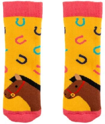 Squelch Calzini per stivali da pioggia Chrildrens - Stivali da pioggia - Kids Wellingtons Cavallo arancione. Taglia unica