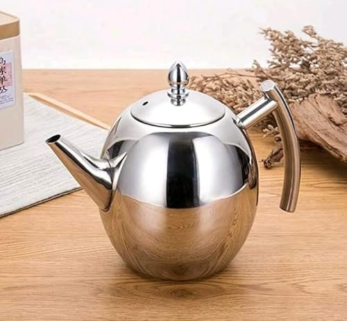 SL - Teiera araba realizzata in acciaio inox - Teiera a induzione con filtro integrato e manico autentico tradizionale, modello inciso con design classico Arabe (argento-120 ml)