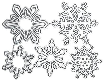 ECMQS 5 Stück Schneeflocken DIY Stanzschablone, Scrapbooking Prägeschablonen Stanzformen Schablonen Für Scrapbooking
