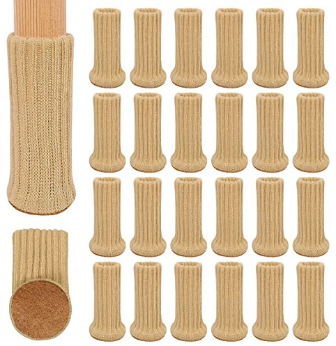 RCHYFEED 24 Stück Möbelbeinsocken, Gestrickte Stuhlbeine Socken, Stuhlbeinschoner Elastisch für 1 bis 2 Zoll Durchmesser der Stuhlfüße, Tischbeine Möbelbeine Stuhlbeine-Bodenschoner Vermeiden Kratzer