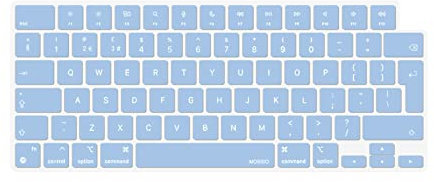MOSISO Keyboard Cover Skin Compatible with MacBook Air 13.6 M3 A3113 M2 A2681 2025-2022, for MacBook Air 15 2025-2023, for Mac Pro 14/16 inch M4 M3 M2 M1 2021-2025, EU Layout, Airy Blue