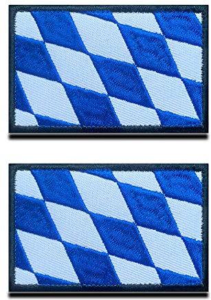 2 St. Bundesland Bayern Flagge Patch- Taktisch Bayerisch Emblem, Bestickter Aufnäher mit Verschluss, Militär Bänder für Rucksäcke Kleidung Taschen Uniform Weste Jersey Reisen -Blau