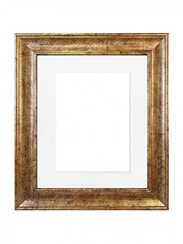 FRAMES BY POST Cadre photo Scandi antique doré avec passe-partout blanc 60 x 80 cm Taille de l'image 50 x 70 cm Verre plastique