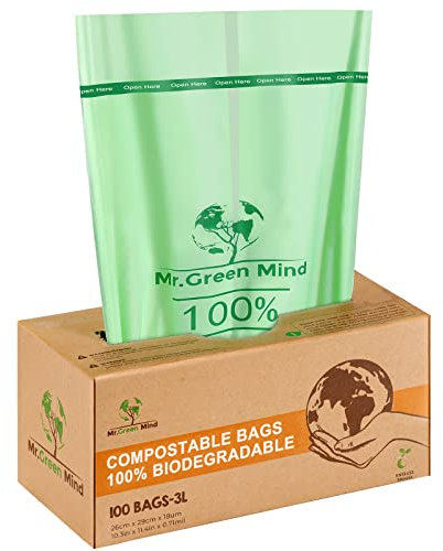 Biobeutel 2/3 Liter 100 Stück biologisch abbaubare Müllbeutel – 28 x 29 cm