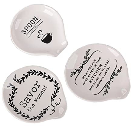 Pack of 3 Coffee Spoon Rest, Mini Coffee Spoon Holder Rests for Coffee Station Decor, Small Teaspoon Rest, Porcelain Spoon Holder for Coffee Bar Accessories