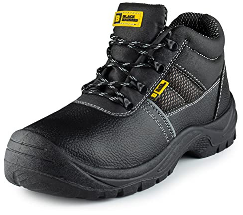BLACK HAMMER Sicherheitsstiefel Stahlkappe Herren Öl- und rutschfeste S3 SRC Arbeitsschuhe 1471 Schwarz (45 EU)