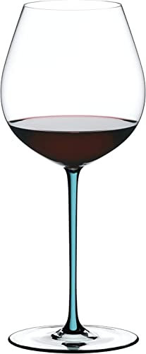 RIEDEL Fatto A Mano Pinot Noir, Einzelpackung, klares u. türkises Kristallglas, handgefertigt
