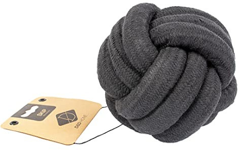 D&D Home, Hundespielzeug Skip Ball S – 9,5 cm x 12 mm schwarz, natürliche und strapazierfähige Materialien, schöne Lederoberfläche, modische Farbe und Form, hält das Zahnen und das Zahnfleisch gesund