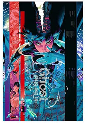 EFEZAC Ghost in The Shell Anime Filmposter Leinwand Poster Wandkunst Dekor Druck Bild Gemälde für Wohnzimmer Schlafzimmer Dekoration Rahmen Stil 30 x 45 cm