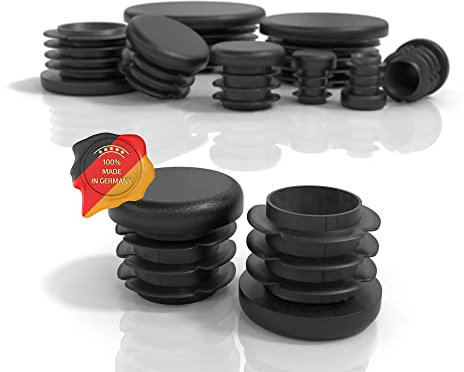 PD® Lamellenstopfen Rund 24mm für Rundrohr - Runde Endkappen aus PE Kunststoff - Rohrstopfen 24mm zur Rohrabdeckung von Stahlrohr, Edelstahlrohr, Alurohr & Aluprofil - Rundstopfen Schwarz - 20 Stück